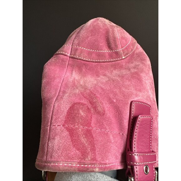 WORN / CLEANING Vintage Y2K Coach 9522 Soho Pink Suede Shoulder Bag Purse - Picture 12 of 12